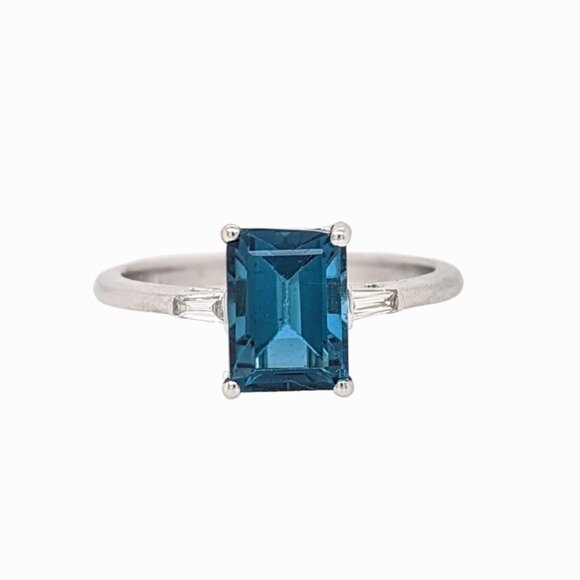2.4cts London Blue Topaz Ring in Solid 14K Gold with Natural Diamond Accents - Picture 1 of 8